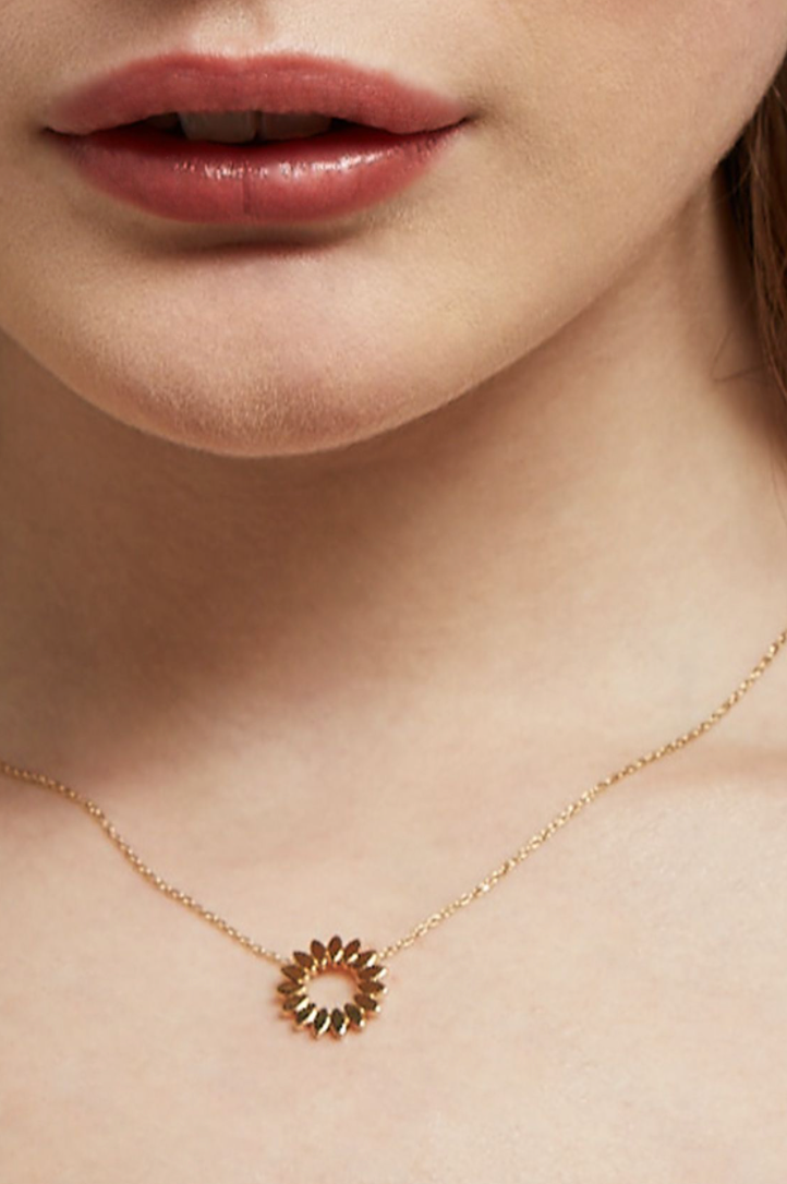 Gold Plated Modern Flower Necklace