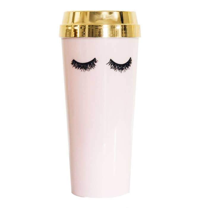 Pink Eyelashes Travel Mug-Sweet Water Decor-Sol y Luna Salon